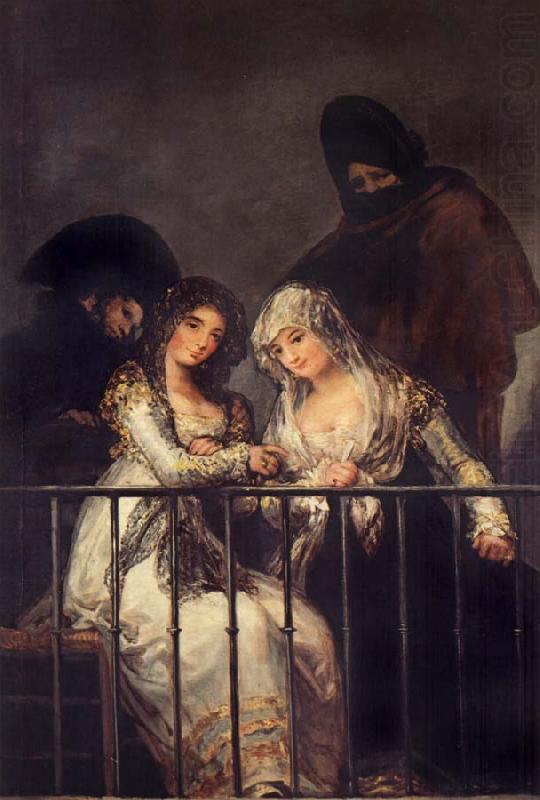 Francisco de goya y Lucientes Majas on a Balcony china oil painting image